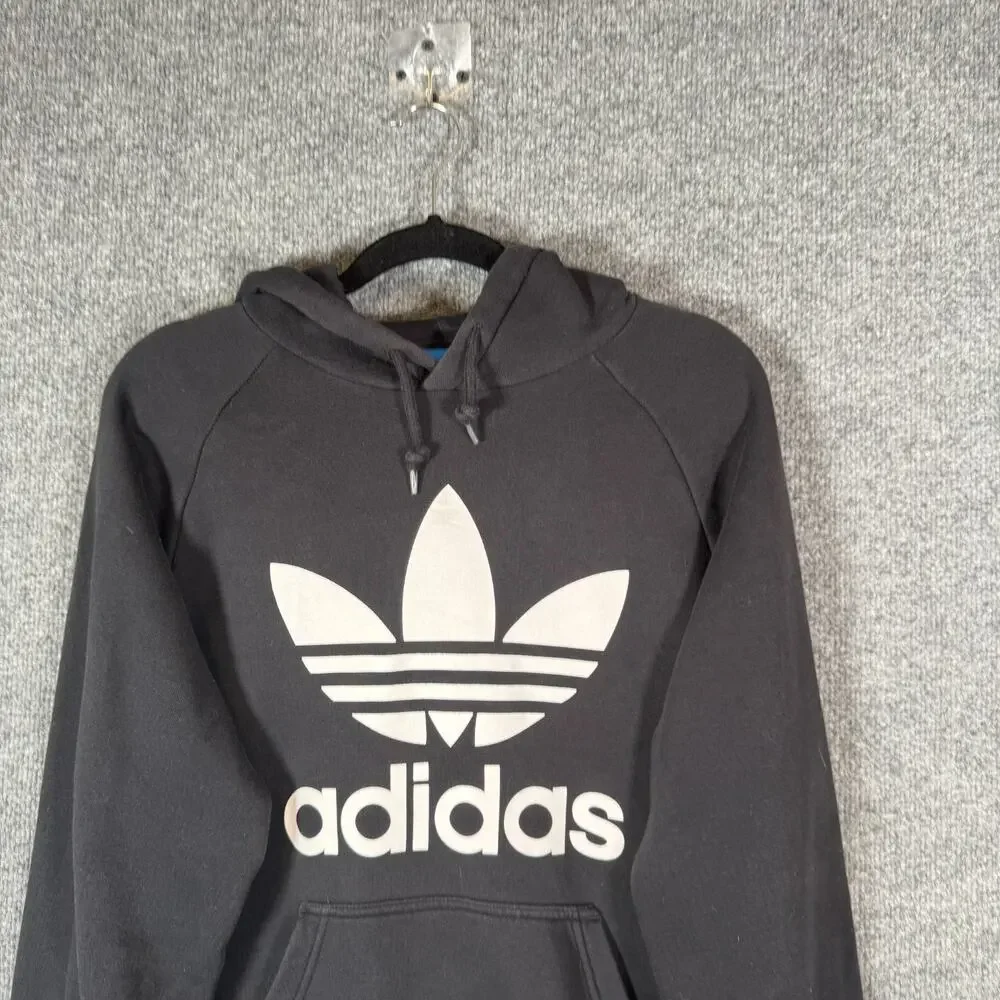 Adidas Sweater Mens Medium Black Sweatshirt Fleece Hoodie Logo Casual Athleisure